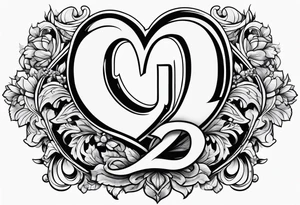 The letter Q with a heart tattoo idea