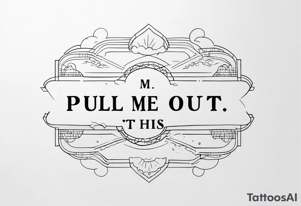 A horizontal fine line quote tattoo that says “pull me out of this” tattoo idea