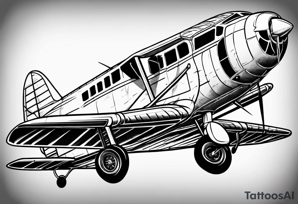 sketch of adventure plane in perspective from the bottom tattoo idea