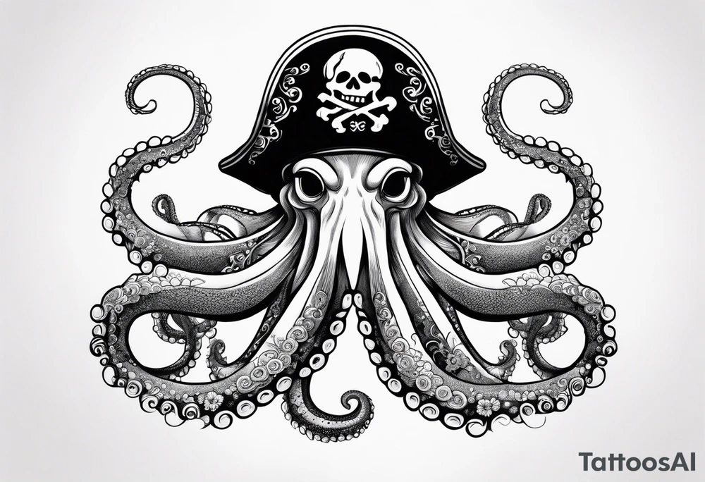 octopus wearing a pirate hat tattoo idea
