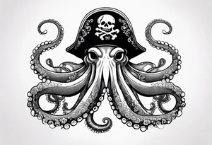 octopus wearing a pirate hat tattoo idea