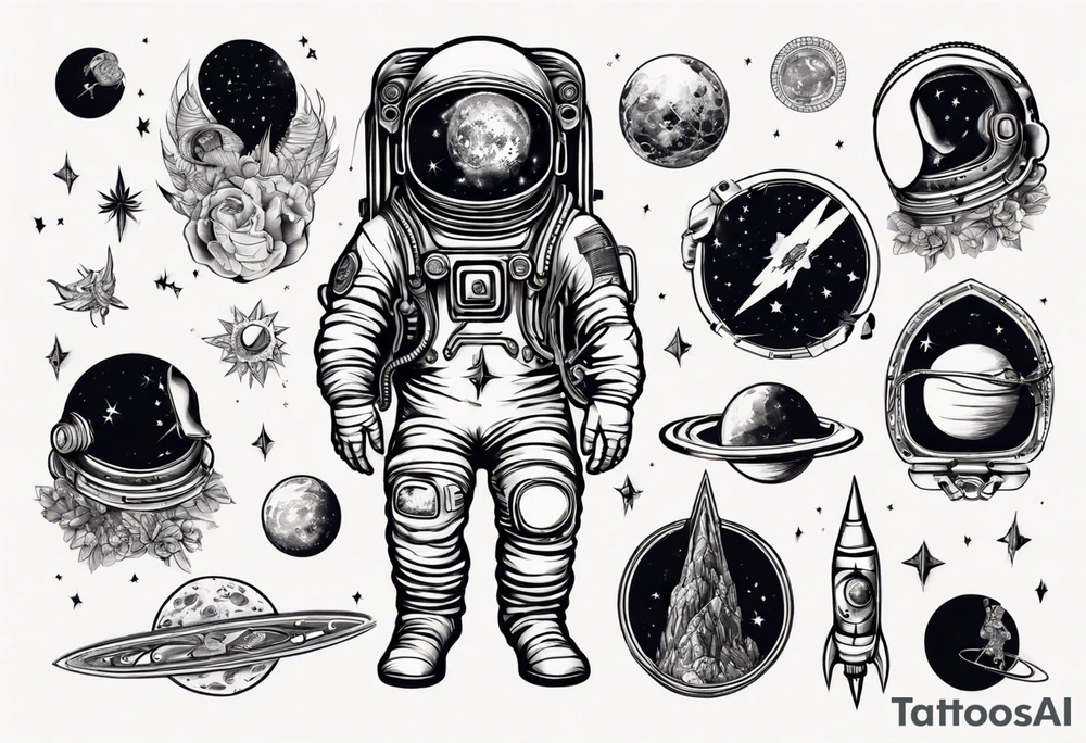 An astronaut with tattoos tattoo idea