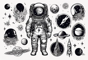 An astronaut with tattoos tattoo idea