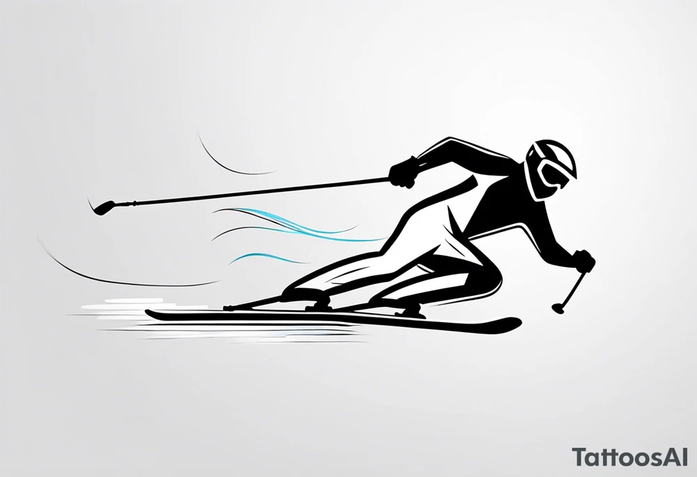 Skier in motion, single line tattoo idea
