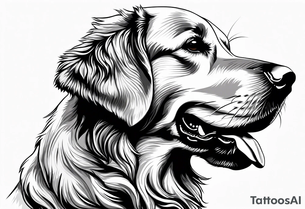 dark colored golden retriever that is happy tattoo idea