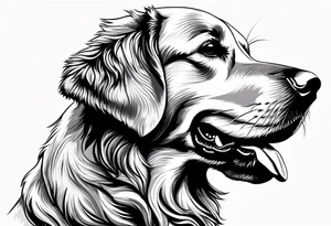 dark colored golden retriever that is happy tattoo idea