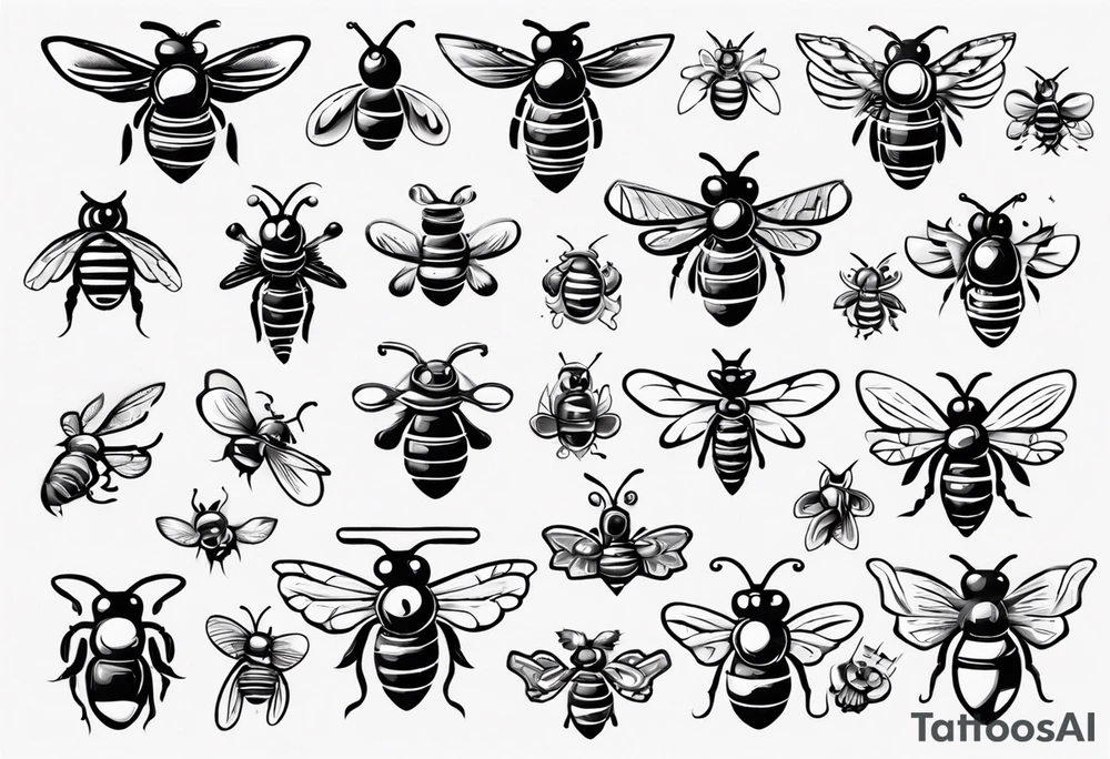 Biene, comic, klein, seitenansicht , mit gesicht tattoo idea