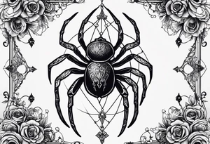 Romantic dark feminine spider tattoo idea