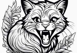 Super cute smiling cartoon wildcat cub tattoo idea
