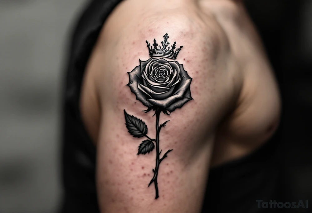 long stem rose with a crown  on top and 1982 tattoo idea
