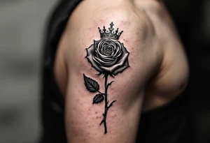 long stem rose with a crown  on top and 1982 tattoo idea