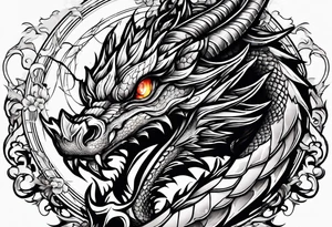 dragon around a katana sword tattoo idea