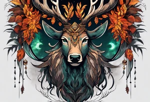 The Great Forest Spirit is a powerful deity that rules over the forest and the animals. It can take the form of a deer-like creature with a human face, or a giant, glowing humanoid at night. tattoo idea