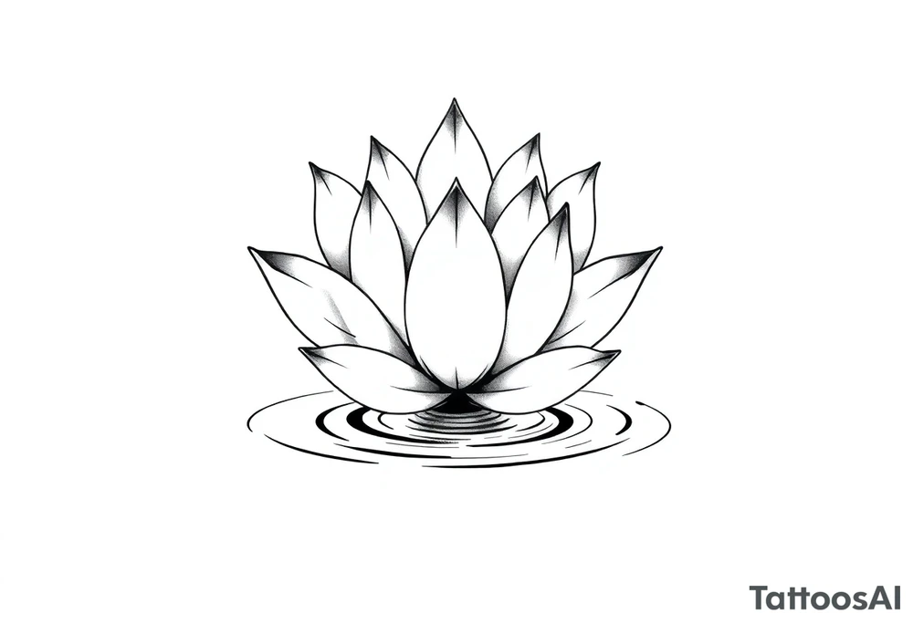 serene lotus flower emerging from sacred waters with ripples tattoo idea