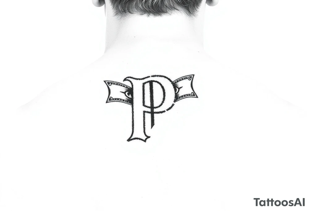 Small Letter P with a dollar bill coming out from the sides. tattoo idea