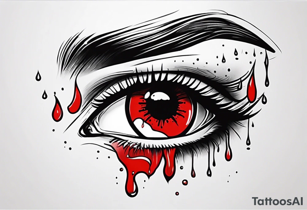 Bleeding red  eye tears flow tattoo idea