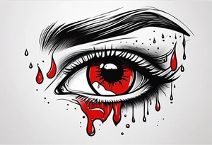Bleeding red  eye tears flow tattoo idea
