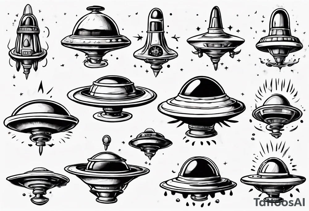 Cartoon blacklist flying saucer tattoo idea