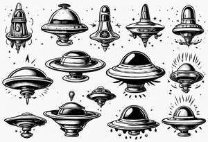 Cartoon blacklist flying saucer tattoo idea