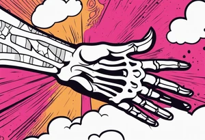 Hand of nurse reaching for skeleton hand. tattoo idea
