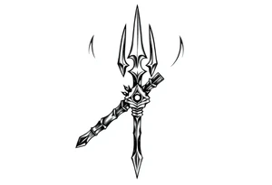 trident with cool background tattoo idea