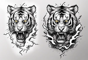 Tiger with lightning for a forearm sleeve tattoo idea