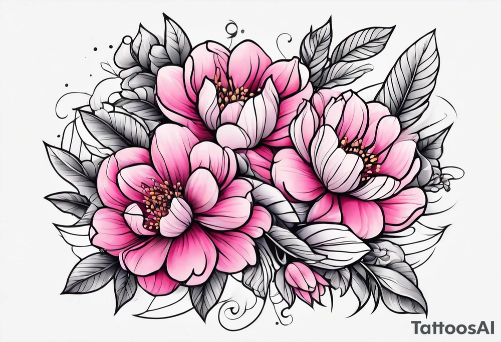 Pink flowers hand tattoo tattoo idea