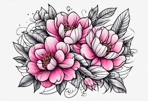 Pink flowers hand tattoo tattoo idea