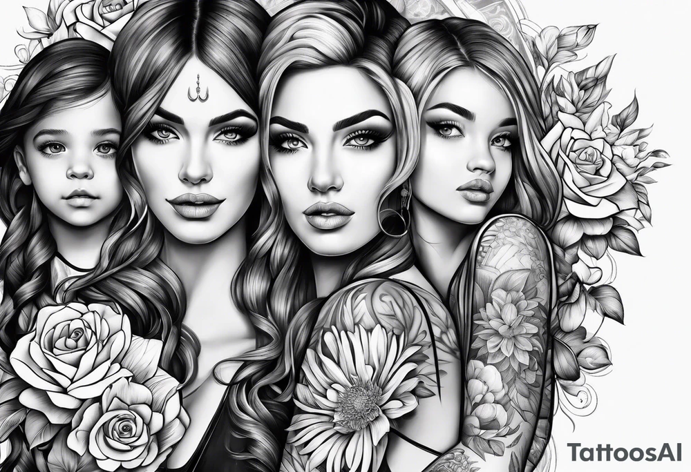 Mum with her 3 girls tattoo idea