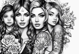 Mum with her 3 girls tattoo idea