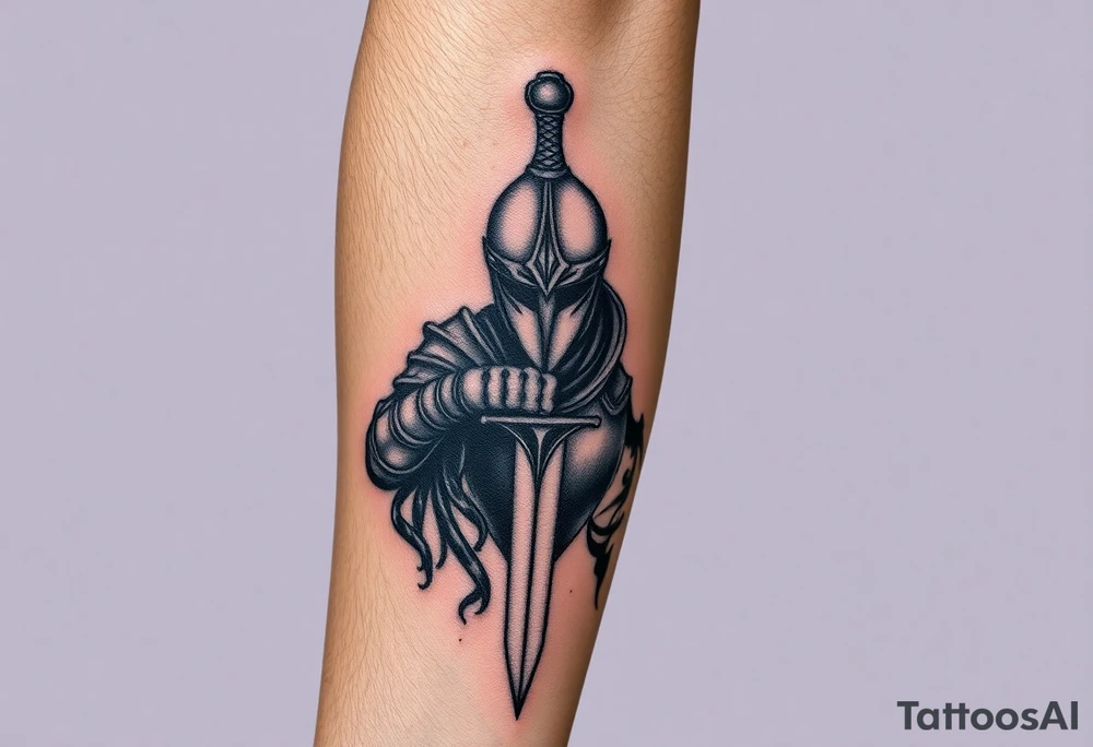 knight with sword tattoo idea