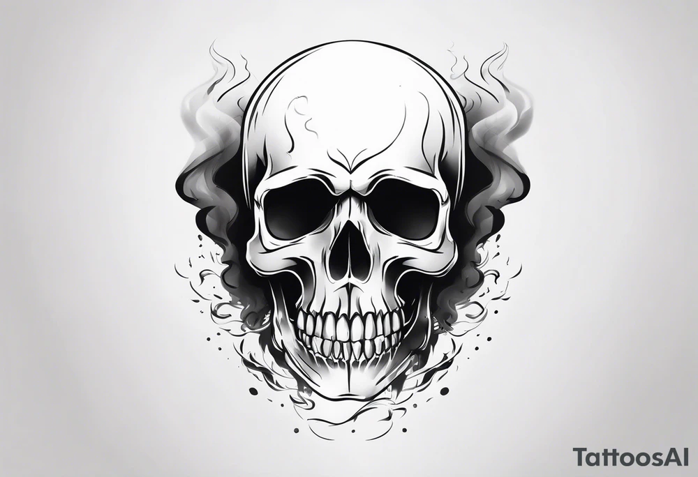 skull with smoke coming from the bottom tattoo idea