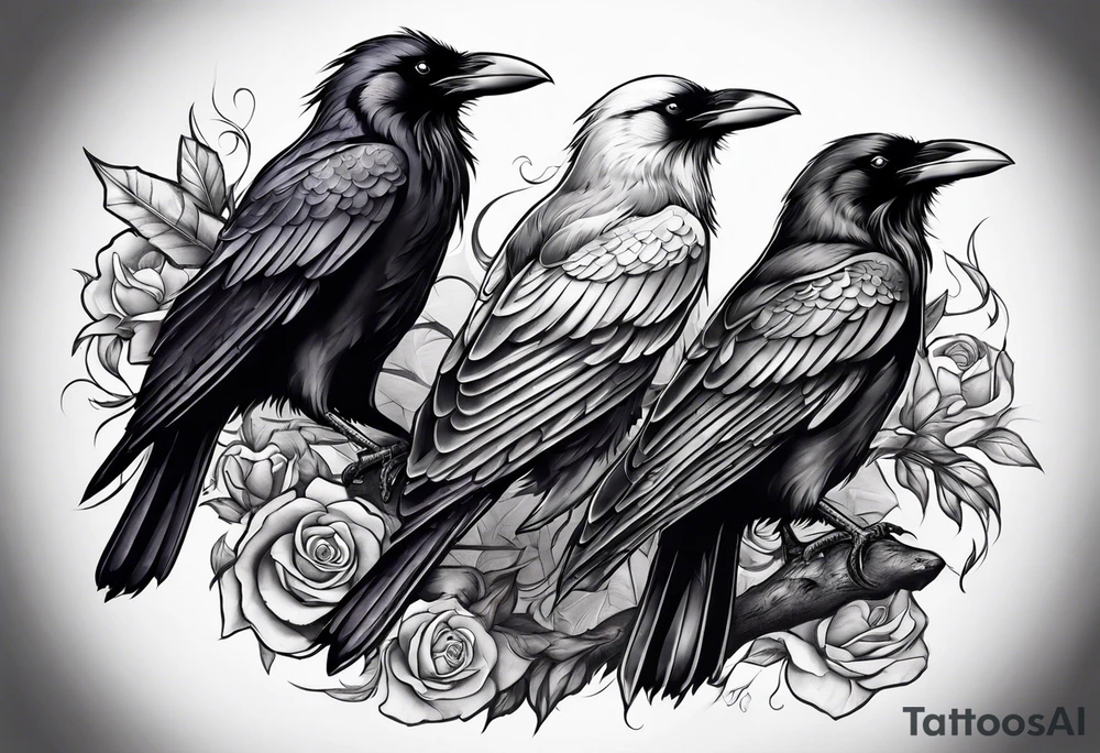 Scary ravens sleeve tattoo idea