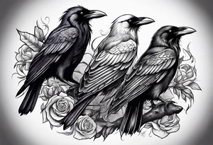 Scary ravens sleeve tattoo idea