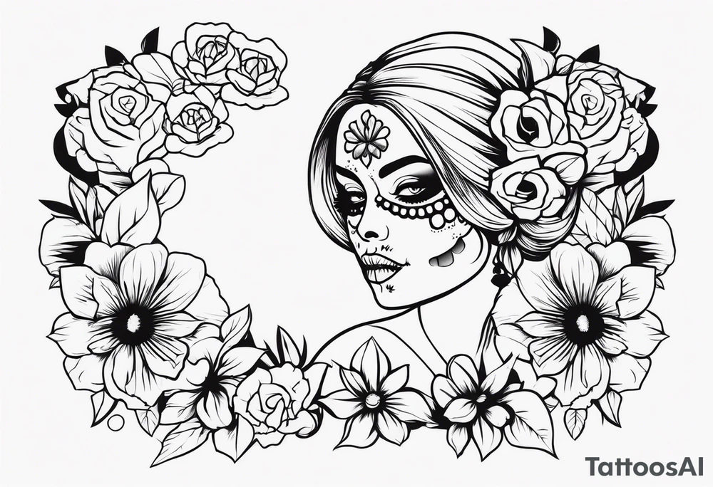 muertos style girl tattoo idea