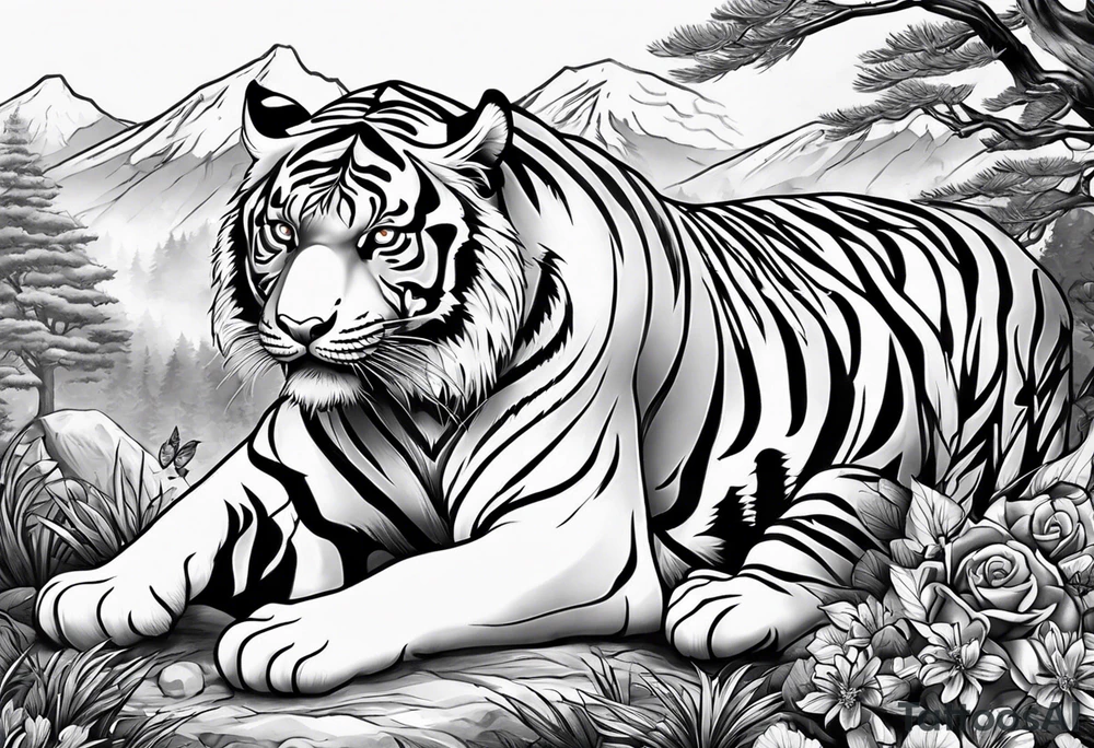 tiger mountain tattoo idea