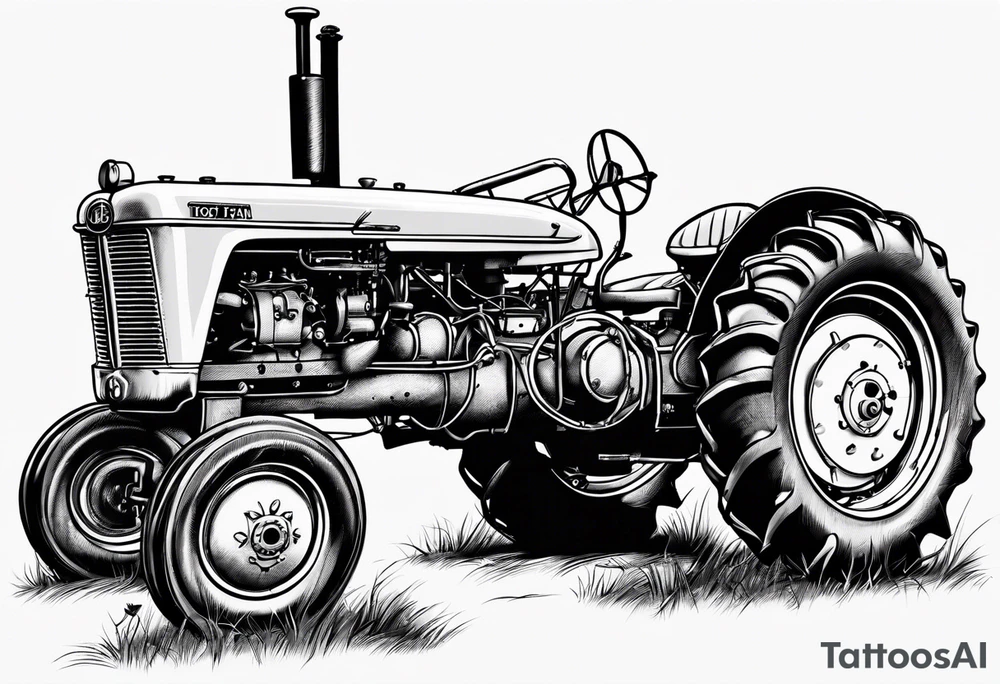 Flower, pawpaw, tractor tattoo idea
