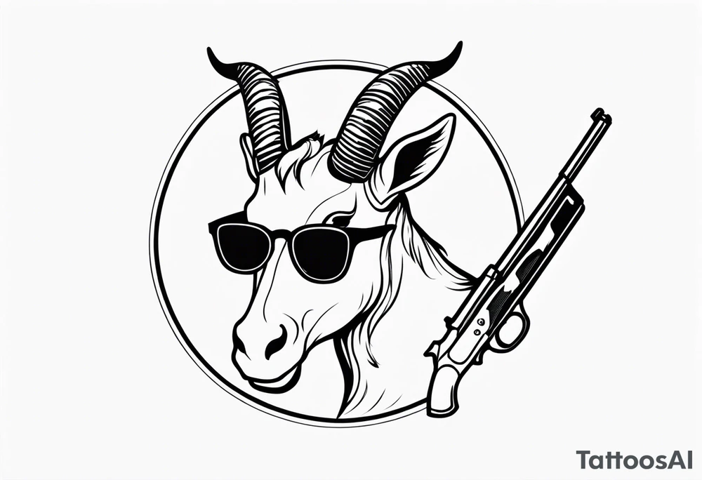 capricorn with sunglasses and shotgun tattoo idea