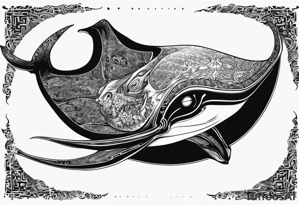Manta ray in thai tattoo idea