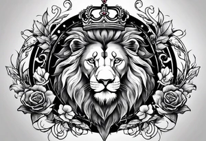 Lion and lamb tattoo with crown of thorns tattoo idea