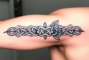 Celtic knot band combined with nature tattoo idea