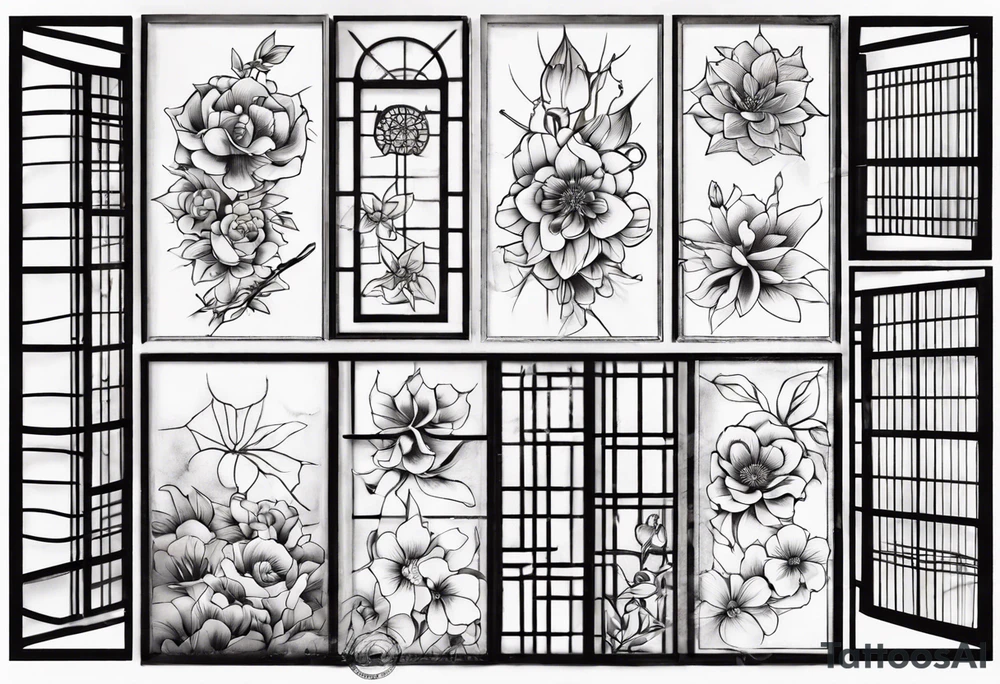 flower in a window tattoo idea