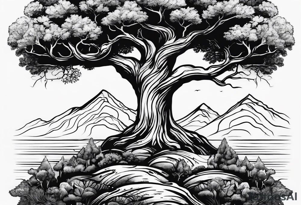 I want a tattoo with a tree representing strength and my kids birthdays surrounding the tree tattoo idea