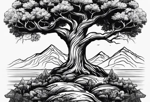 I want a tattoo with a tree representing strength and my kids birthdays surrounding the tree tattoo idea