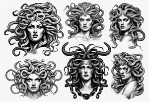 realistic angry medusa greek mythology tattoo idea