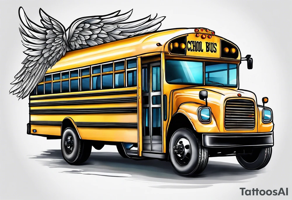school bus with wings tattoo idea