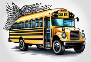 school bus with wings tattoo idea