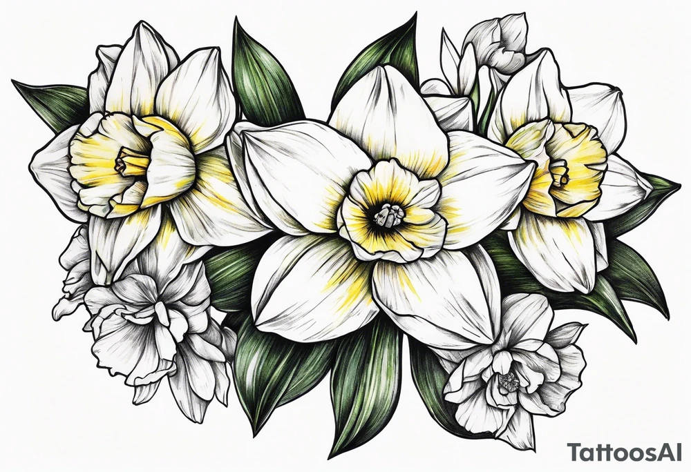 Narcissus floral bouquet tattoo idea