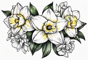Narcissus floral bouquet tattoo idea