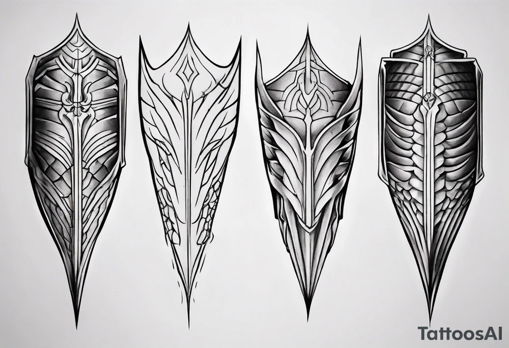 Dragonscale Leg armor symmetrical tattoo idea